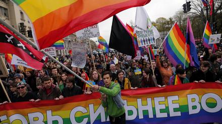 Demonstrationen wie hier in St. Petersburg sind in Russland mittlerweile verboten.