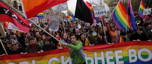 Demonstrationen wie hier in St. Petersburg sind in Russland mittlerweile verboten.