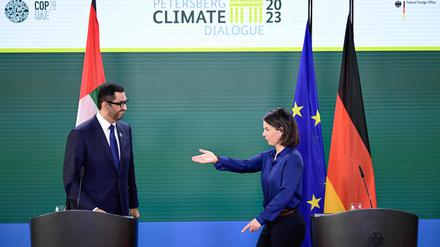 Annalena Baerbock und Sultan Ahmed Al Jaber wollen beim Petersberger Klimadialog am 3. Mai die Richtung vorgeben.