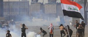 Demonstrationen am Tahrir Platz in Baghdad, Irak im Oktober 2022.