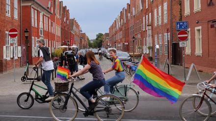 Der CSD ging schon einmal per Fahrrad durch Potsdam. Dieses Jahr ist ein Demonstrationszug angemeldet.