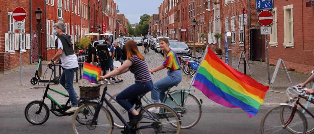 Der CSD ging schon einmal per Fahrrad durch Potsdam. Dieses Jahr ist ein Demonstrationszug angemeldet.