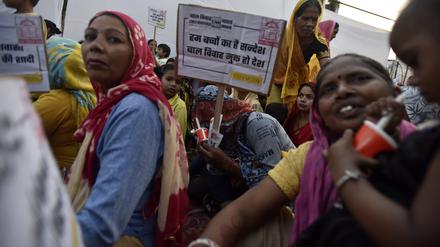 Eine Demonstration gegen Kinderehen in Neu Delhi.
