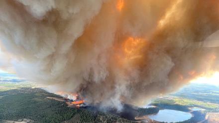 Eine gewaltige Feuerwalze ist in der Nähe von Lodgepole in Alberta zu sehen.