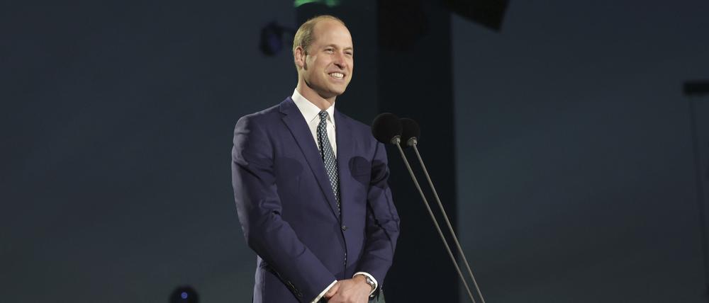 William, Prinz von Wales, spricht während des Konzerts auf Schloss Windsor zu Ehren des britischen Königspaars.