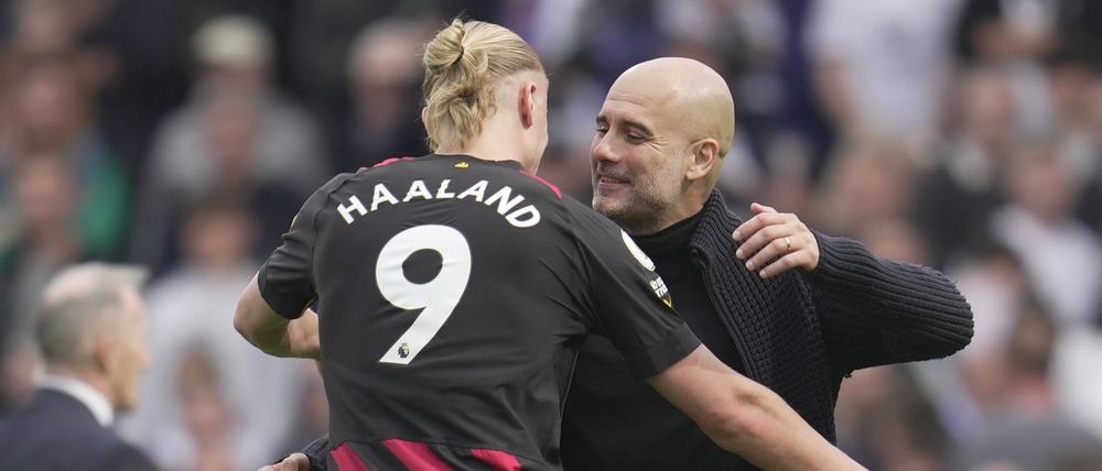 Auf sie kommt es an: Pep Guardiola und Erling Haaland.