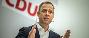 Mario Czaja, CDU-Generalsekretär, stellt die neue CDU-Kampagne «Für eine Wärmewende ohne soziale Kälte» in der Parteizentrale, dem Konrad-Adenauer-Haus, vor. 