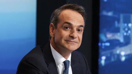 Greek Prime Minister and conservative New Democracy party leader Kyriakos Mitsotakis takes part in a televised debate at the headquarters of the state broadcaster ERT, in Athens, Greece, May 10, 2023. REUTERS/Alexandros Avramidis