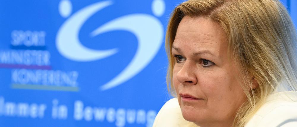 Nancy Faeser bei der Pressekonferenz nach der Sportministerkonferenz.