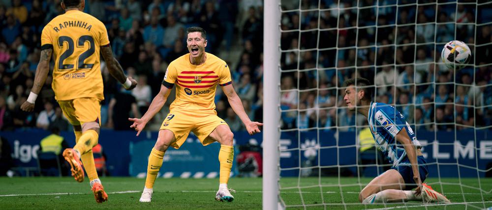 Robert Lewandowski ebnete den Weg zur Meisterfeier des FC Barcelona am Sonntag.
