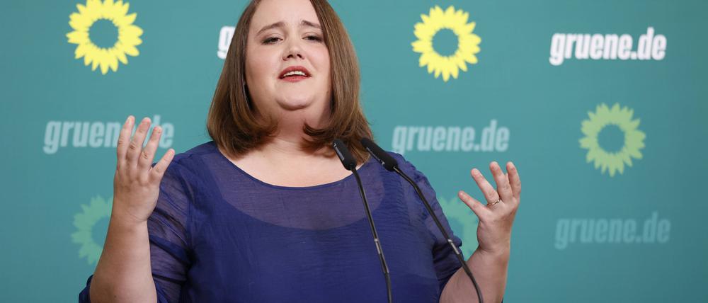 Deutschland, Berlin, Pressekonferenz mit Ricarda Lang, Bundesvorsitzende der Grünen