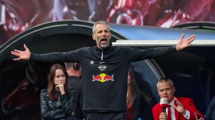 RB Leipzigs Trainer Marco Rose beim Spiel gegen Werder Bremen. 