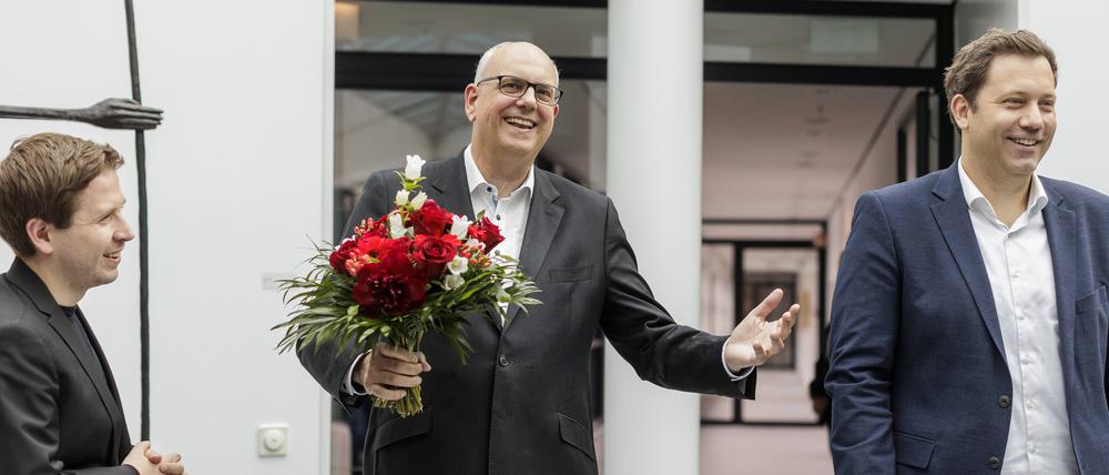Kevin Kühnert, Andreas Bovenschulte und Lars Klingbeil.