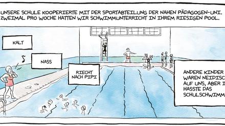 Trotz großem Bewegungsdrang war der Schwimmunterricht für Alison Bechdel eine Qual.