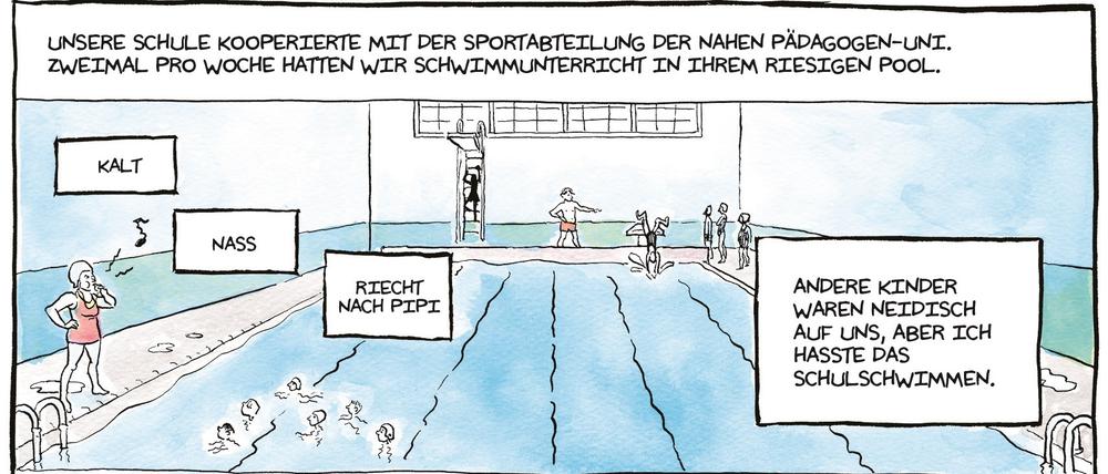 Trotz großem Bewegungsdrang war der Schwimmunterricht für Alison Bechdel eine Qual.