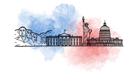 Das Weiße Haus, die Freiheitsstatue & co. Wahrzeichen der USA.