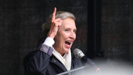 Alice Weidel auf einer Demo der AfD in Erfurt (Archivbild).