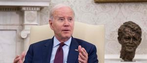 US President Joe Biden speaks during a meeting on the debt limit with US House Speaker Kevin McCarthy (R-CA), Senate Minority Leader Mitch McConnell (R-KY), Senate Majority Leader Chuck Schumer (D-NY), and House Minority Leader Hakeem Jeffries (D-NY), in the Oval Office of the White House in Washington, DC, on May 16, 2023. (Photo by SAUL LOEB / AFP)