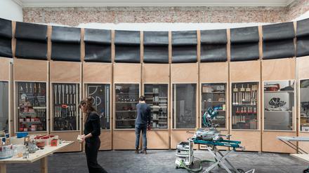 Architektur als Materiallager: Die Werkstatt im Deutschen Pavillon. 