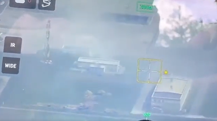 Eine Drohnenaufnahme zeigt den Grenzübergang Graiworon in der russischen Region Belgorod.