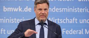 Robert Habeck spricht am 23. Mai auf einer Pressekonferenz des Bundeswirtschaftsministeriums.