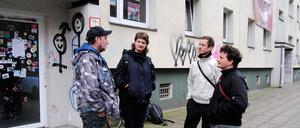 Das Bündnis gegen Abriss in der Habersaathstraße in Mitte