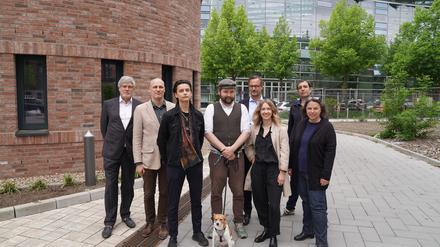 vl.: Prof. Martin Hagemann, Dr. Jörn Krug, Lorena Junghans, Anton Krause, Sebastian Storm (ILB), Lilli Berger, Tolga Tolun (Filmuni Gründungsservice), Veronika Grob (Medienboard) / (c) Filmuniversität