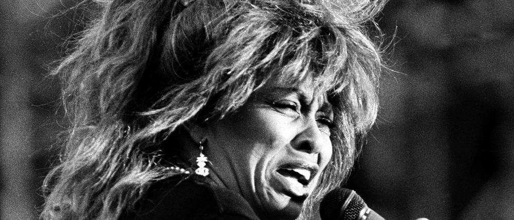 Tina Turner 1987 bei einem Konzert in Hamburg.