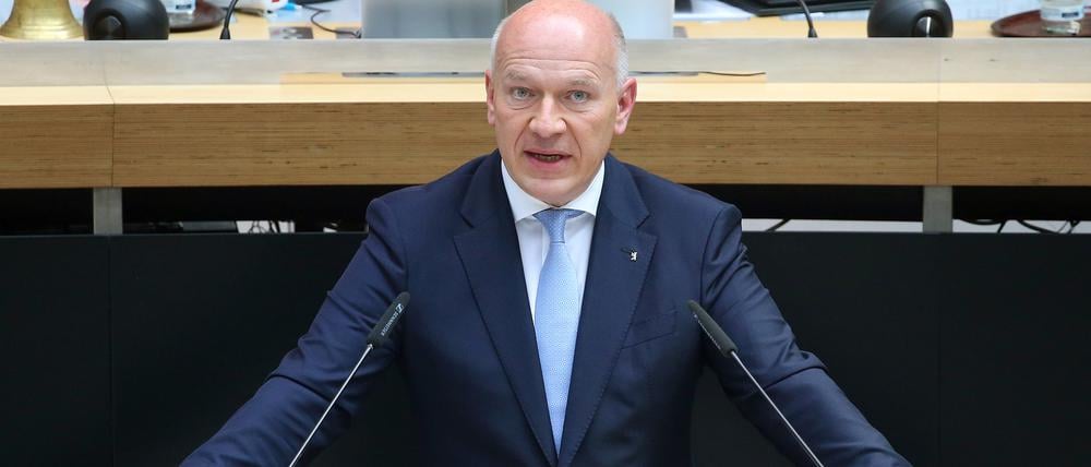 25.05.2023, Berlin: Kai Wegner (CDU), Regierender Bürgermeister in Berlin, spricht während der Plenarsitzung des Berliner Abgeordnetenhauses und gibt seine erste Regierungserklärung ab.