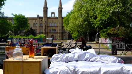 Den Mariannenplatz als Schlafzimmer nutzte Jakob Wirth gleich zu Beginn des Projektes vergangene Woche.