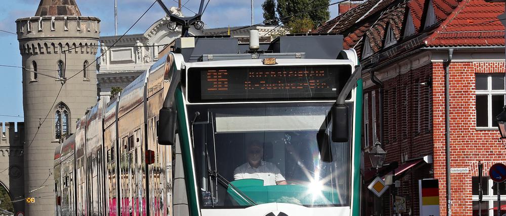 Eine Potsdamer Straßenbahn.