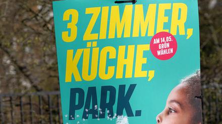 Grünen-Wahlplakat zur Bremer Bürgerschaftswahl am 14. Mai 2023.