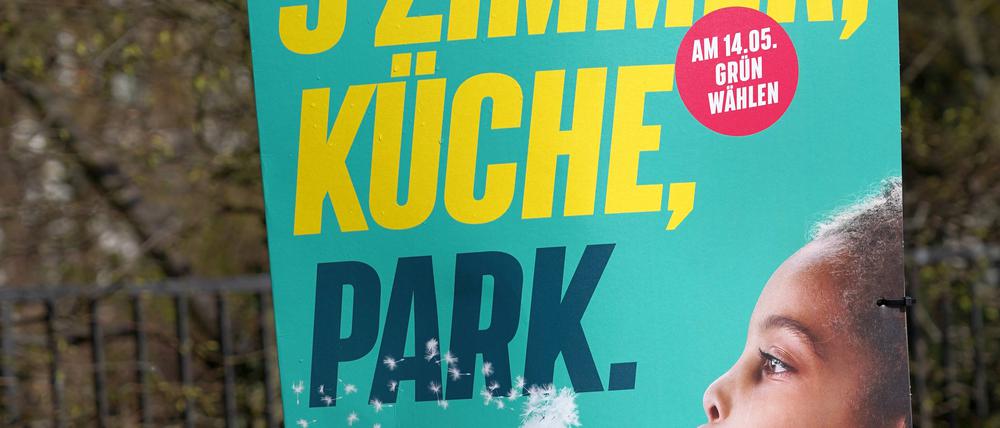 Grünen-Wahlplakat zur Bremer Bürgerschaftswahl am 14. Mai 2023.