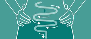 Woman silhouette intestine regularity