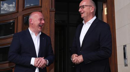 Berlins Regierender Kai Wegner (CDU) und Brandenburgs Ministerpräsident Dietmar Woidke (SPD). 