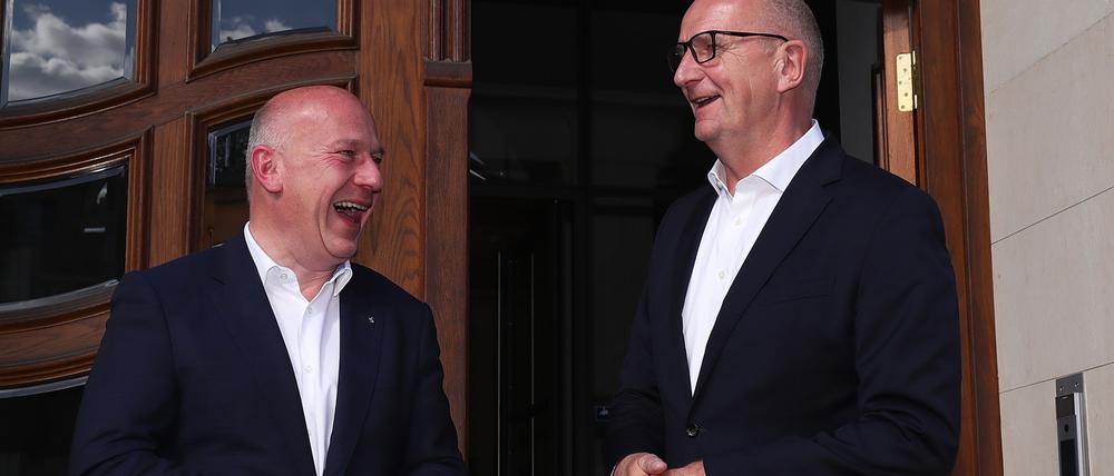 Berlins Regierender Kai Wegner (CDU) und Brandenburgs Ministerpräsident Dietmar Woidke (SPD). 