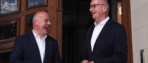 Berlins Regierender Kai Wegner (CDU) und Brandenburgs Ministerpräsident Dietmar Woidke (SPD). 