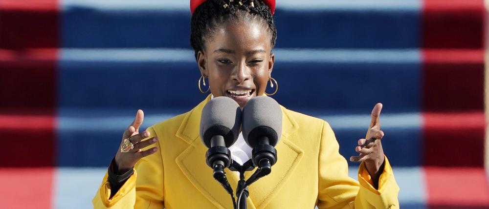  American poet Amanda Gorman reads a poem after Joe Biden is sworn in as the 46th president of the United States at the U.S. Capitol at the 59th Presidential Inauguration on Wednesday, January 20, 2021 in Washington.