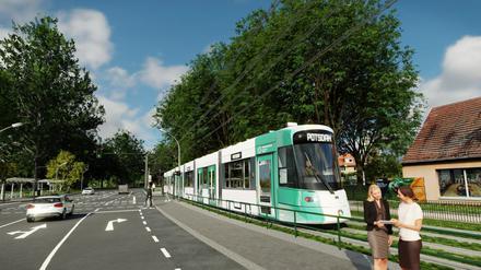 So könnte die Tramtrasse nach Krampnitz einmal aussehen.