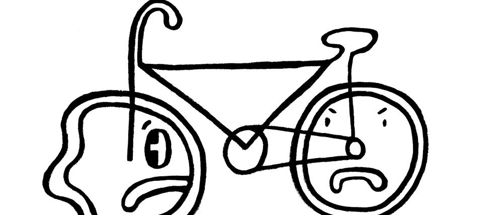 Der ängstliche Kunde beim rüden Händler. Illustration: Martin Fengel