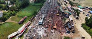 Dieses mit einer Drohne gemachte Bild zeigt das ganze Ausmaß der Katastrophe in Indien.