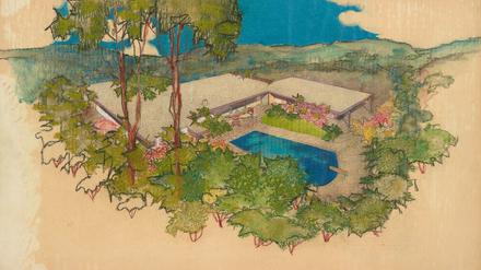 Richard Neutra (1892–1970) Entwurf für das Haus Hammerman in Bel Air, Kalifornien 1954.