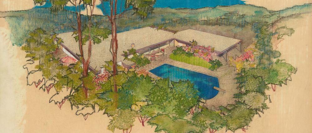 Richard Neutra (1892–1970) Entwurf für das Haus Hammerman in Bel Air, Kalifornien 1954.