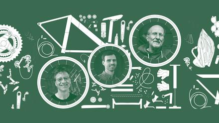 Sie revolutionieren das Fahrrad: Peter Hanstein von Geos, Jörg Schindelhauer von Schindelhauer Bikes und Harald Busack von Pedalpower.