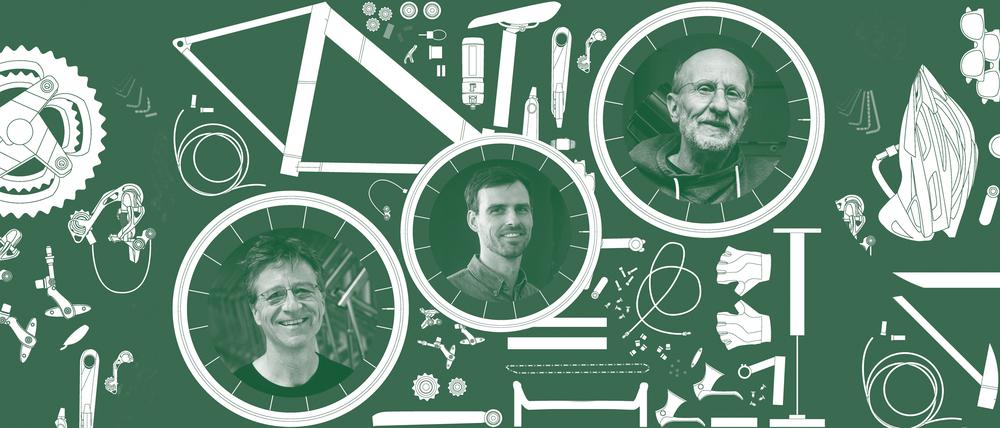 Sie revolutionieren das Fahrrad: Peter Hanstein von Geos, Jörg Schindelhauer von Schindelhauer Bikes und Harald Busack von Pedalpower.