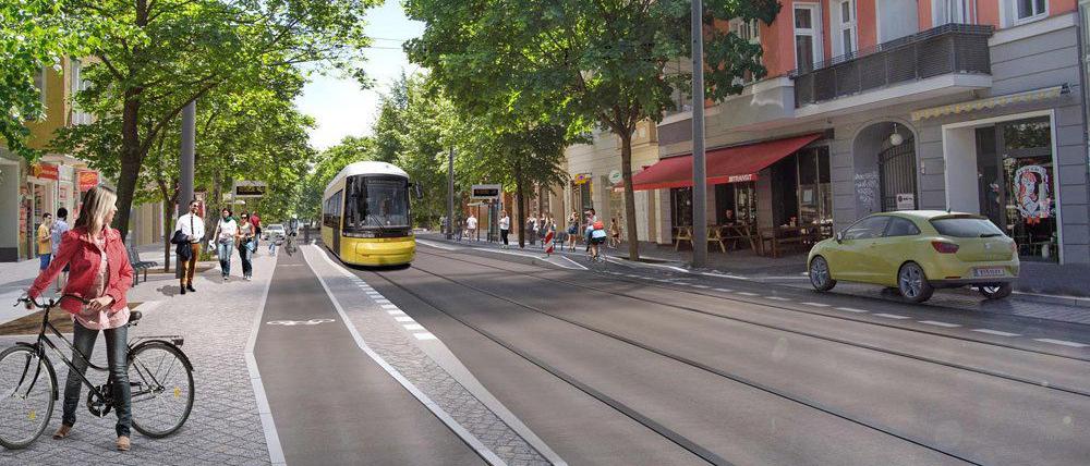 Mitten durch den Kiez an der Sonntagstraße soll die neue Tram rollen.