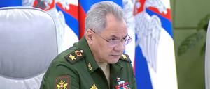 Der russische Verteidigungsminister Schoigu bei einer Konferenz Ende Mai.