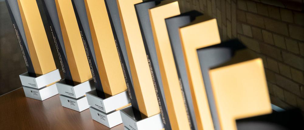 Diese Stelen erhalten die Humboldt-Professor:innen als Auszeichnung.