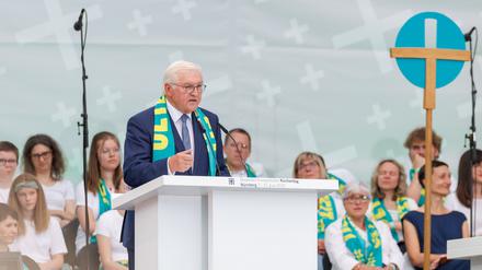 Bundespräsident Frank-Walter Steinmeier rief in seiner Rede zum Zusammenhalt auf, um der Klimakrise zu begegnen.