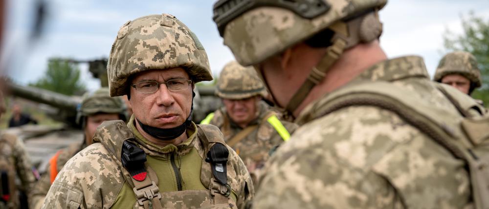 Ein ukrainischer Kommandeur während einer Übung.